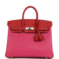Birkin 25 Rose Tyrien Ostrich-Inspired Luxury Handbag