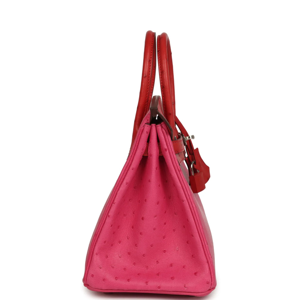 Birkin 25 Rose Tyrien Ostrich-Inspired Luxury Handbag